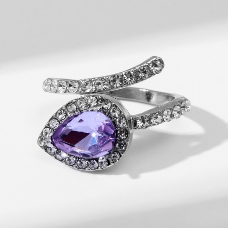 Ring "sprout" stem, white-purple color in silver, dimensionless-5