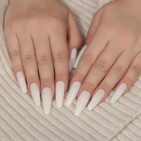 Patching nails, 100 pcs, ballerina shape, in a container, milk color-7