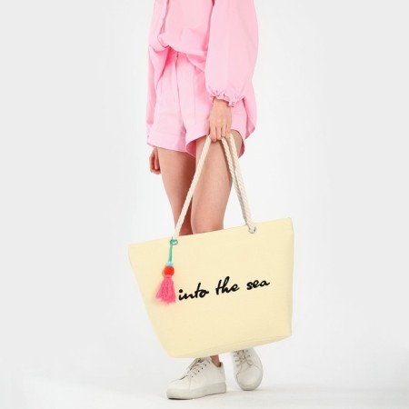 Bag Women's Beach Into the Sea, 50x34.5x14 cm, beige color-4