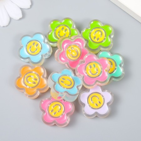 Acrylic Busina "Flower Smail" mix 2.6x2.6x0.8 cm