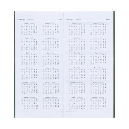 The weekly dated 2025, 80x165 mm, 64 sheets of Escalada, soft leather cover, pancake embossing, block 70 g/m², green-5