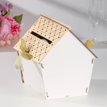 Family Bank "House with Birds", 22.5x21x23.5 cm, gold-1