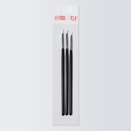 Set of silicone brushes for nail design, 3 pcs, 18 cm, black color-3