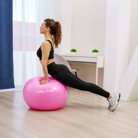 Fitball Onlytop 75 cm, 1000 g, dense, anti -wings, pink color-6