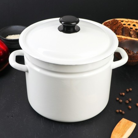 Cylindrical pan, 7 l, without decolleys, induction, white color