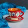 Tea couple Rishtan ceramics "Patterns", 100 ml, (plate 10cm, cup 7.5cm), red