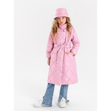 Пальто стёганое для девочек AmaroBaby TRENDY, рост 116-122 см, цвет розовый-6