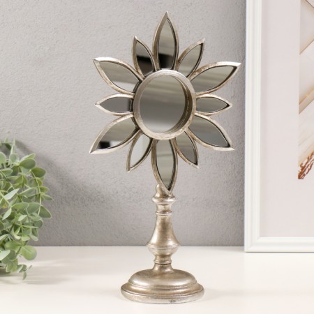 Souvenir Polystone "Mirror Flower" silver 21x9.5x33 cm-2