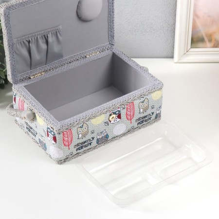 Owl and feathers needlework box 24x16x11 cm-3