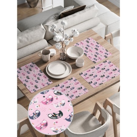 A set of napkins for setting the table “Flower slots”, rectangular, rounded edges, size 30x46 cm, 4 pcs-1