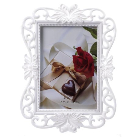 Photo frame plastic 13x18 cm "curls and flowers" white 25.5x19 cm-5