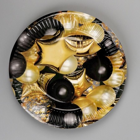 Disposable paper plate "Black Gold", balls, 18 cm-1