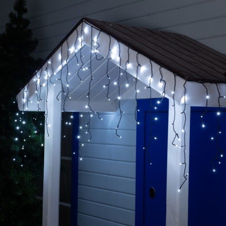 Garland "fringe" 3 × 0.6 m, IP44, UMS, dark thread, 160 LED, white glow, white flicker, 220 V