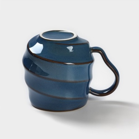 Ceramic "shell" mug, 320 ml, blue color-3