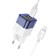 Network charger HOCO C125A, Type-C, 20 W, transparent, Type-C-Lightning, blue