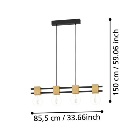 LEVANTARA E27, 4x40W chandelier-2