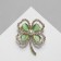 Brooch "Flower" Clover with pearls, white-green color in gold