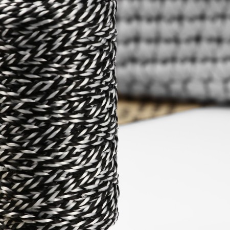 Thread for weaving, twisted, d = 2 mm, 100 m, black and white color-1