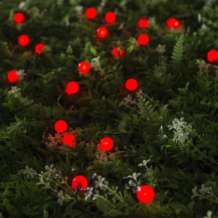 Garland “thread” 4.5 m with nozzles “balls”, IP44, dark thread, 30 LED, red glow, 2 modes, solar battery-1