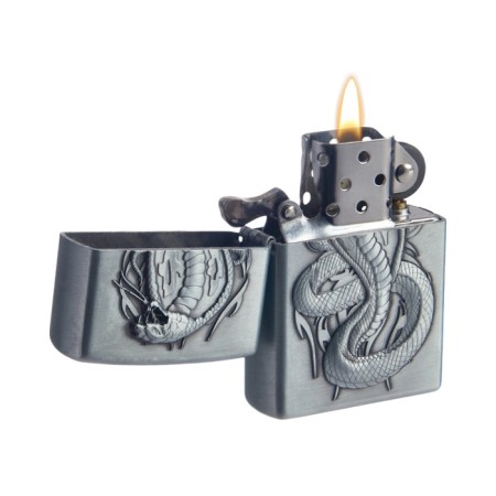 Lighter gasoline symbol of the year "Cobra", New Year, silver-1