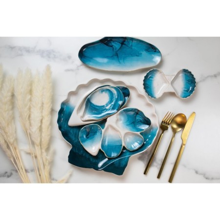 Menzhitsa ceramic "sea shell", 12 x 20 cm, white-blue color-5