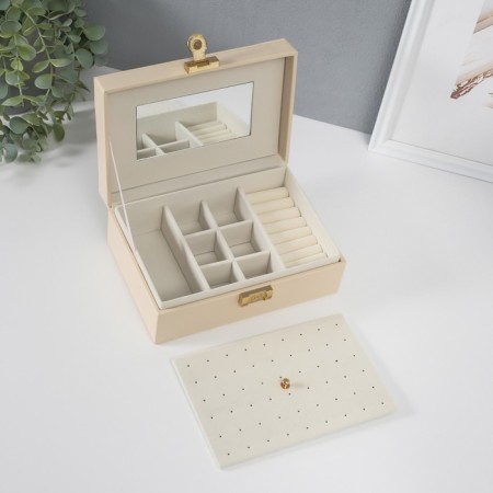 Casket to the leatherette for jewelry "Sweet. Strips" Dairy 14x20x8 cm-4