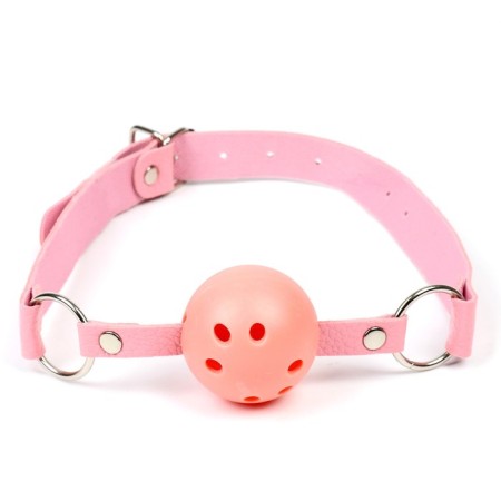 Gag BDSM Oka-hips, classic, adjustable belt, PU, ​​ABS, 500 x 45 mm, pink