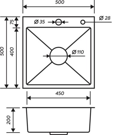 Kitchen sink "RMS" MR-5050, mortise, thickness 3.0 and 1 mm, basket, dispenser, satin-3