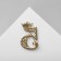 Brooch "Five" with a crown, white color in gold