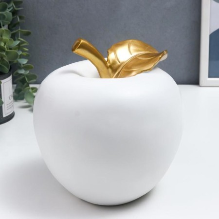 Polystone souvenir "White apple with a gold leaf" 18.5x17x17 cm-2