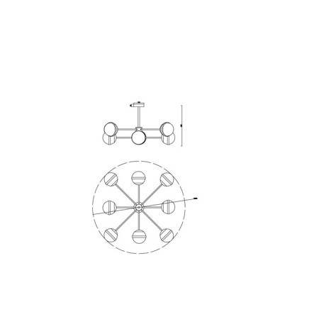 Suspended lamp 60W, 8XE27, 40X cm, brass-9