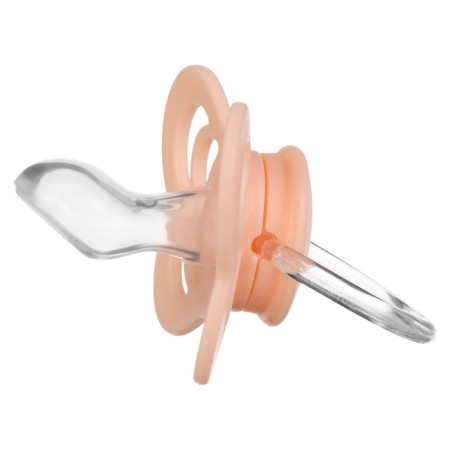 Nipple - orthodontic dummy, silicone, +6 months, with a holder, pink color-4