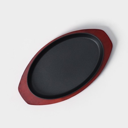 Cast iron pan “Oval”, 26.5 × 16.5 cm, on a wooden stand-3