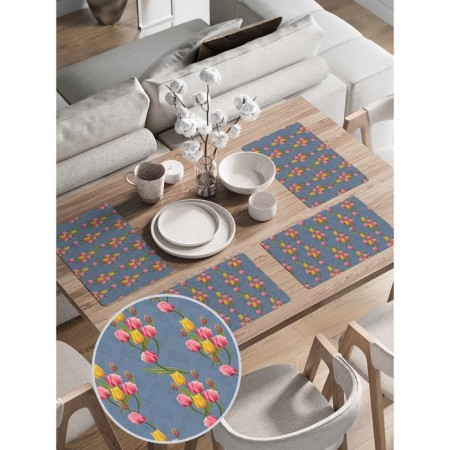 A set of napkins for setting the table "Spring flowers", rectangular, rounded edges, size 30x46 cm, 4 pcs-1