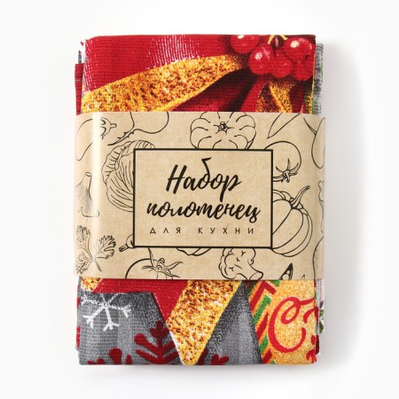 Set of kitchen towels of the Dolyana "Gift" 35x60cm-4pcs, 100% cotton-9