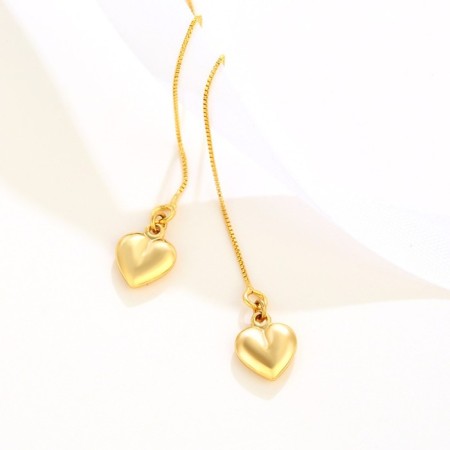 Hanging earrings Xuping chains, heart, color gold-1