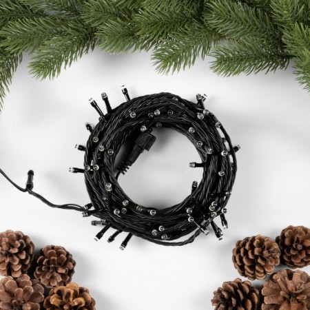 Garland “thread” 10 m, IP44, UMS, dark thread, 100 LED, white glow, flickering all LEDs, 24 V-1