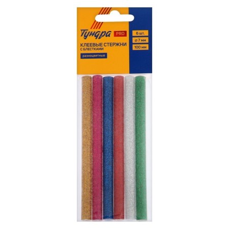 Glue rods tundra tundra, 7 x 100 mm, multi -colored with sparkles, 6 pcs.