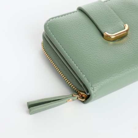 Women's wallet on the button, green color-2