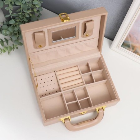 Casket to the leatherette to decorating the suitcase "Large cell" beige 9x25x17 cm-2