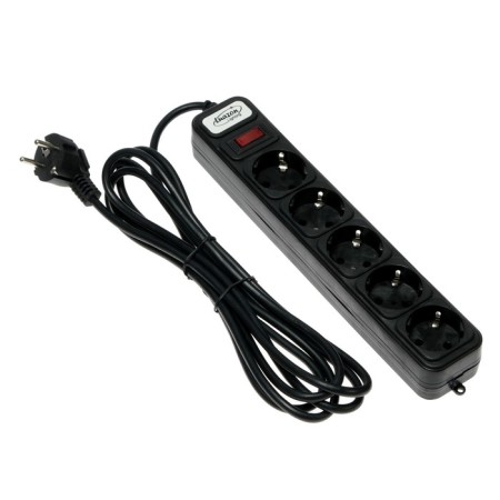 Luazon Lighting network filter, 5 outlets, 3 m, 2200 W, 3 x 0.75 mm2, 10 A, 220 V, black-1
