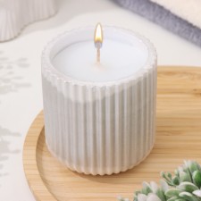 A candle in a candlelight made of gypsum with narrow faces, 7x8cm, white mother of pearl