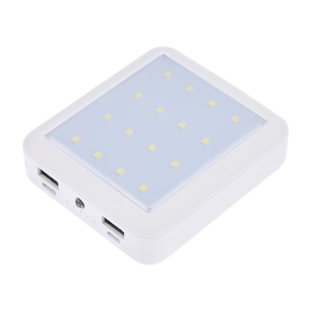 External battery 484, 10000 mAh, Type-C/Lightning/MicroUSB cables, lantern, white-2