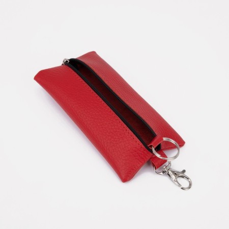 Key of zipper, length 15 cm, ring, carbine, red color-1