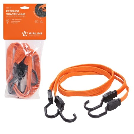 Gum for luggage mounting, 100 cm, 20 mm plastic hooks, set 2 pcs