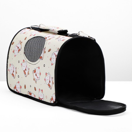 Bag - carrying for animals "cats", size S, 37.5 x 17 x 22 cm, beige-3