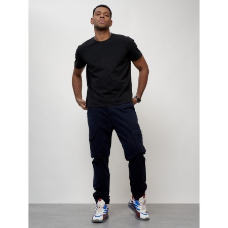 Cargo jeans men, size 46-48, dark blue color-9