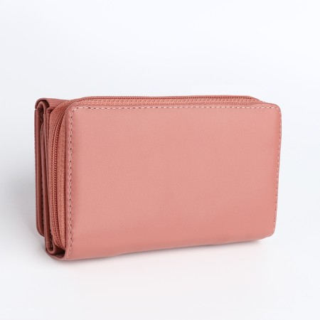 Women's wallet on the button, pink color-1