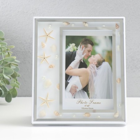Photo frame glass 10x15 cm "Sea star in glass" silver 15x17.5 cm