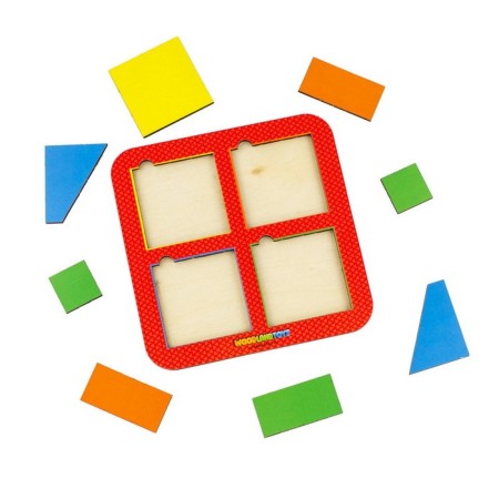 Squares, fractions, 4 pcs., 8 elements, mix, mix-1